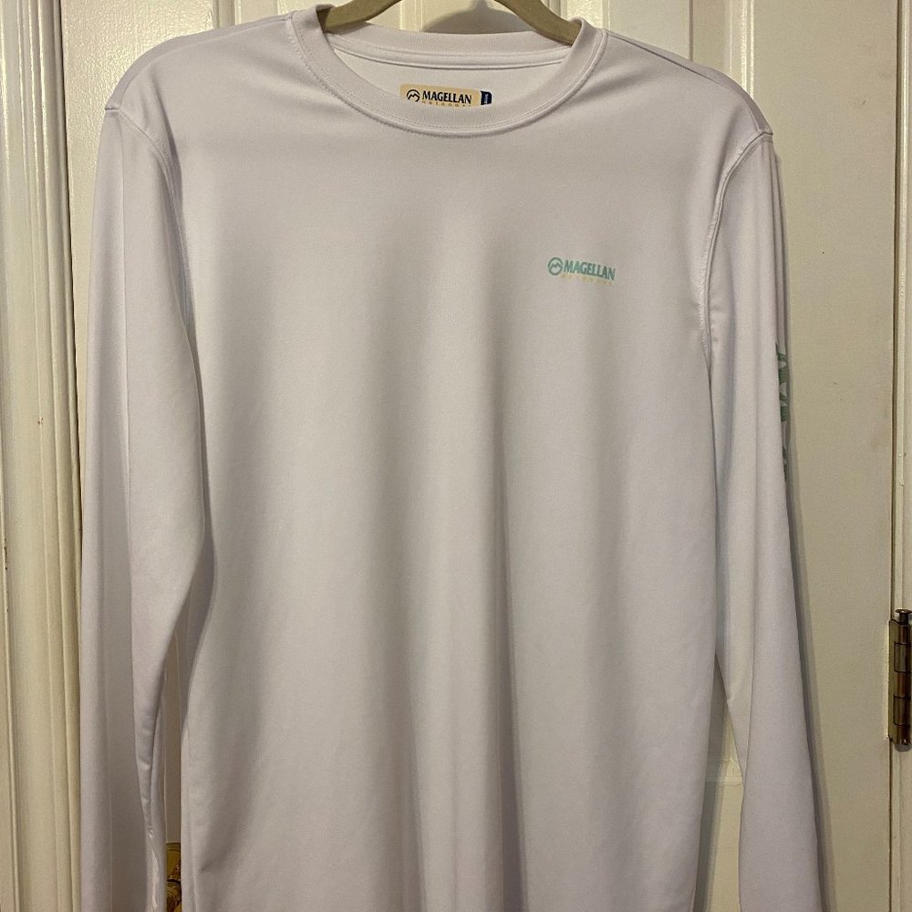 Magellan's Outdoors Fish Gear White Long-Sleeve Shirt "Boyfriend Fit"